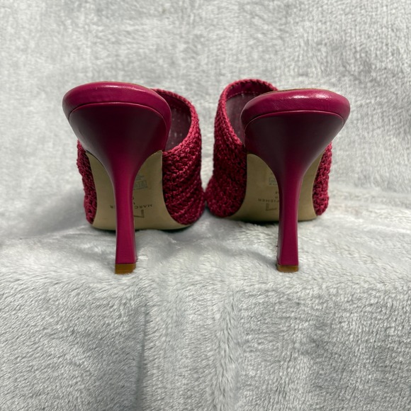 Marc Fisher Dako Heeled Sandals 9M Fuchsia Pink Crochet Square Toe Heeled Mules - Picture 6 of 8